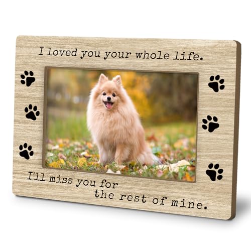 Dog Pet Memorial Picture Frame 4x6, I Loved Your Whole Life Themed Sympathy Photo Frame Gifts for Cats Dogs Owner, Cat Dog Memorial Sympathy Picture Photo Frames for Desk Decor - color: dog