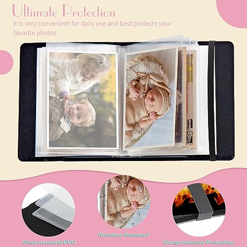 Photo Album 4x6 Photos - 60 Photos Capacity PU Leather Cover Photo Album with Strong Elastic Band, Portable Picture Album for Family Wedding Wedding Anniversary, Football Fire - color: Football Fire