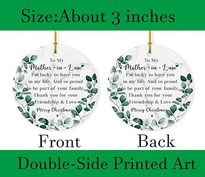 Mother in Law Christmas Ornament, Mother-in-Law Two-Sides Printed Ornament from Daughter in Law & Son in Law, Holiday Keepsake for Xmas Tree - color: Mother in Law