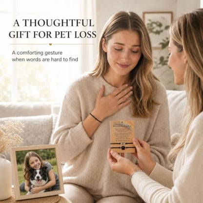Pet Memorial Bracelet Set, Rainbow Bridge Pet Loss Sympathy Gift, Paw Print Bracelets, Dog Memorial Gifts for Loss of Dog or Cat, Keepsake for Pet Owners