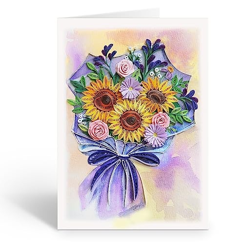 Sympathy Sunflower Quilling Card, 5 x 7 inches, Thank You - color: Fabulous Sunflower