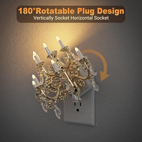 JandCase Night Lights Plug Into Wall,2 Pack Dimmable Night Light - color: Chandelier-3000K, size: 2 Pack