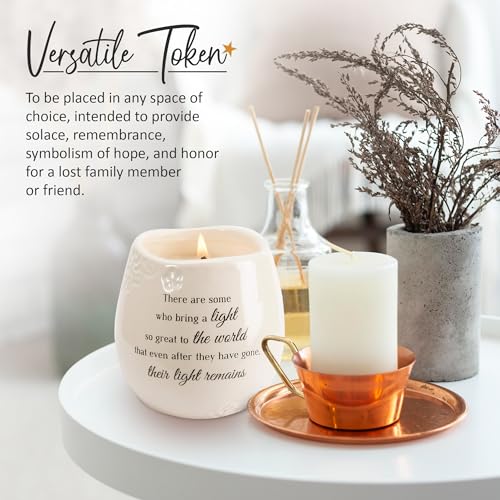 Pavilion Gift Company - 'In Memory, Light Remains' 19176 - White Ceramic Candle with Soy Wax in a Delicate Jasmine Scent, Thoughtful Sympathy, Remembrance, and Condolence Gift - 8 Ounces - style: In Memory, Light Remains