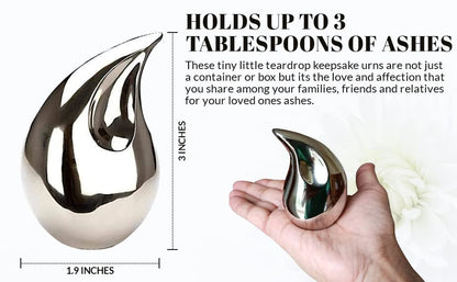 Teardrop Small Keepsake Cremation Urns for Human Ashes Adult Male Female - color: Silver, size: 4 Pcs Small
