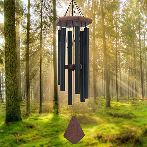 Wind Chimes for Outside, 30" Black Aluminium Wind Chime with Wind Catcher, - color: Black, size: 30"