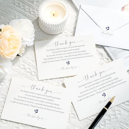 Thank You cards for Funeral with Envelopes Message Inside | 25 Pack 4×6 Inch Sympathy Thank You Cards After Funeral Notes - size: 25 Pack