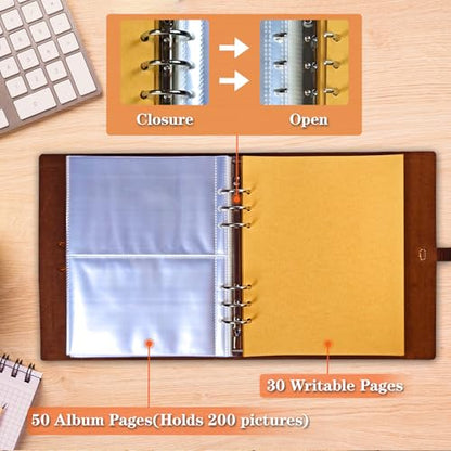 Genuine Leather 4x6 Photo Album, with Writing Space - color: Love