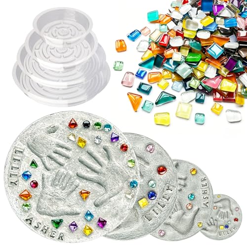 Stepping Stone kit Garden Stone Handprint kit Contains 2kg of Concrete Stepping Stones Outdoor Handprint Stepping Stone Family and pet Memorial Stones 6in/8in/10in/12in