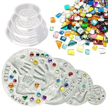 Stepping Stone kit Garden Stone Handprint kit Contains 2kg of Concrete Stepping Stones Outdoor Handprint Stepping Stone Family and pet Memorial Stones 6in/8in/10in/12in