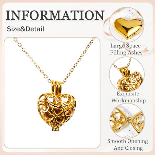Paw Print Heart Pet Ashes Memorial Necklace with Mini Inner Box-B-Gold ﻿ | Pet Cremation Jewelry for Ashes, Cremation Urn Jewelry to Hold Dog & Cat Ashes Pendant with Box Filling Tools - color: B-Gold
