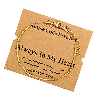 Best Friend Birthday Gifts Morse Code Bracelets For Women Mothers Day Birthday Christmas Gifts For Sister Daughter Grandmother Stainless Steel Jewelry Friendships Inspirational Gifts For Women - style: Gold: Always In My Heart