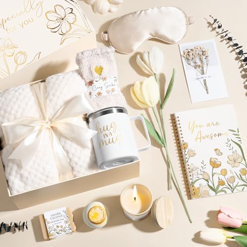Birthday Gifts for Women Self Care Package Get Well Gift Baskets for Women | Get Well Soon Thinking of You Spa Sympathy Gift Basket, Christmas Inspirational Gift Set for Women Mom Her Friend Wife Sister - color: Beige