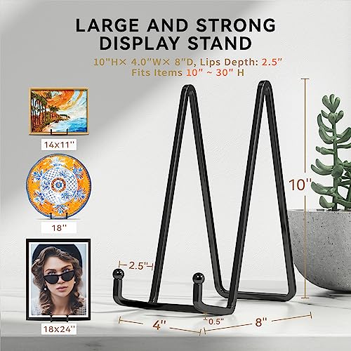 IPAME 4 Pack 10 Inch Large Plate Stands for Display - Metal Square Wire Plate Holder Display Stand + Picture Stand for Book, Platter, Plaque, Photo Easel - size: 10 Inch