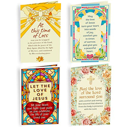 Assorted Religious Sympathy Cards 12 Pack, Prime Greetings, Made in America, Eco-Friendly, Thick Card Stock with Premium Envelope 5in x 7.75in, Packaged in Protective Mailer