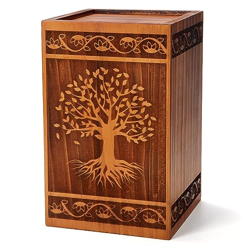 Large Wooden Cremation Urns for Human Ashes Adult Male Female - size: Large