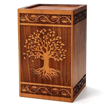 Large Wooden Cremation Urns for Human Ashes Adult Male Female - size: Large