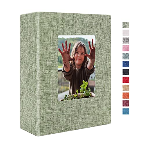 Vienrose 4x6 Photo Album,100 Pockets,Linen Cover with Window,Grass Green | Cover Window, Acid Free Pages, Linen Hardcover, Baby Wedding Family Photos - color: Grassgreen, size: 100 Pocket