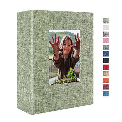 Vienrose 4x6 Photo Album,100 Pockets,Linen Cover with Window,Grass Green | Cover Window, Acid Free Pages, Linen Hardcover, Baby Wedding Family Photos - color: Grassgreen, size: 100 Pocket