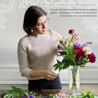 Sympathy Memorial Flowers Vase Sympathy Gifts for Loss of Loved One Dad Mom Husband Sister Friend Grief Gifts for Women Bereavement Condolences Gift for Loss Grieving Sorry for Your Loss Glass Vase