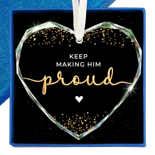 ZAGKOO Memorial Gifts for Loss of Dad, Men - Loss of Father Sympathy Gift | Bereavement, Remembrance Gift for Grandpa, Husband, Son, Loved One Grieving - Keep Making Him Proud Keepsake Glass Ornament - color: Proud Him