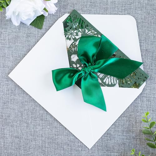 20 PCS 5.12x7.2 Butterfly Personalized Quinceanera Invitation, Customized XV Anos Laser Cut Invitation Cards with Envelopes (Emerald Green Personalized) - color: 20 PCS Emerald Green Personalized