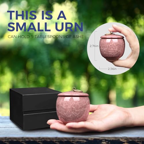 Small Urns for Human Ashes Keepsake, Ceramic Ice Crack Memorial Keepsake Cremation Urns Token Urns Mini Sharing Funeral Urns with Black Premium Box,Purple - color: Purple