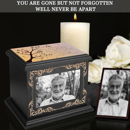 ADMLC Cremation Urns for Human Ashes Adult Up to 200 IBS with Photo Frame | 100% Wooden Handcrafted Memorial Keepsake Urn for Ashes,Funeral Burial Caskets Urn Suitable for Male Female Men Women Dad Mom