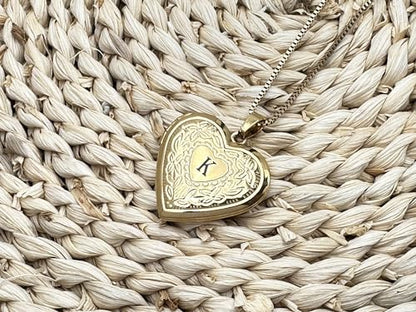 GOKING Love Heart Memory Locket Necklace Holds Pictures for Women - color: Letter K