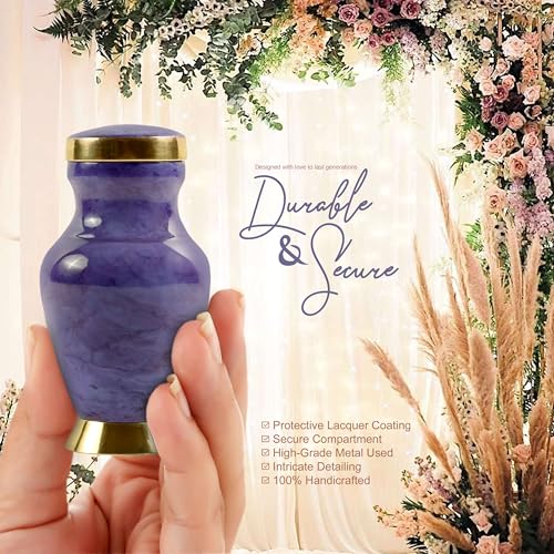 Small Keepsake Cremation Urn for Ashes | Keep Your Loved Ones Memory Close | Elegant Everlasting Tribute | Mini Personal Memorial for Remains, Dried Flowers, Sacred Earth | Threaded Lid | 3 Cubic Inch