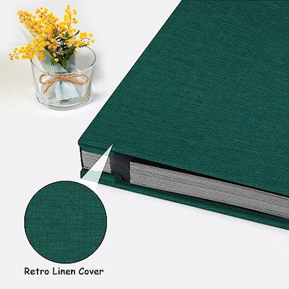 Zesthouse Photo Album Self Adhesive Pages, 60 Pages Magnetic Scrapbook Albums with Sticky Page, Photos Album Holds 8x10 & 5X7 & 4x6 & 6x8 & 3x5, Large Picture Book Ideal Gift for Family Wedding Baby - color: Dark Green, size: 11"x10.6"/Black 60 Pages