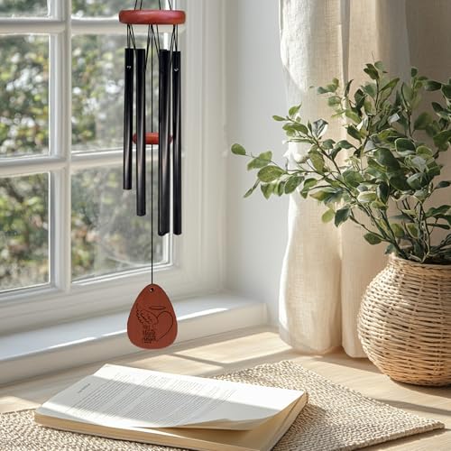Memorial Wind Chimes, Sympathy Wind Chimes for Outside, Bereavement Sympathy Memorial Gifts for Loss Loved One, Angel Wings Part of My Heart in Heaven Memory Outdoor Chime 26" Inch