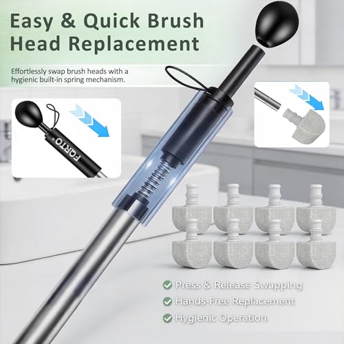 Pumice Stone Toilet Cleaner with Long Handle – 8 Refills for Hard Water - color: Black