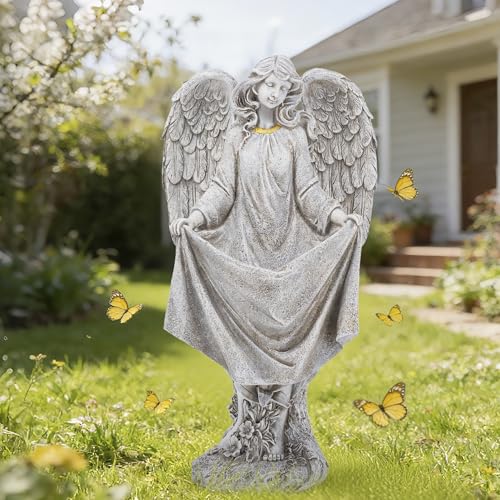 basen Angel Garden Statue Outdoor, Memorial Angel Figurine for Grave Yard Lawn, Resin Praying Angel Sculpture for Cemetery Decoration, Sympathy Gift, Spiritual Garden Decor - color: Angel Statues-style 1