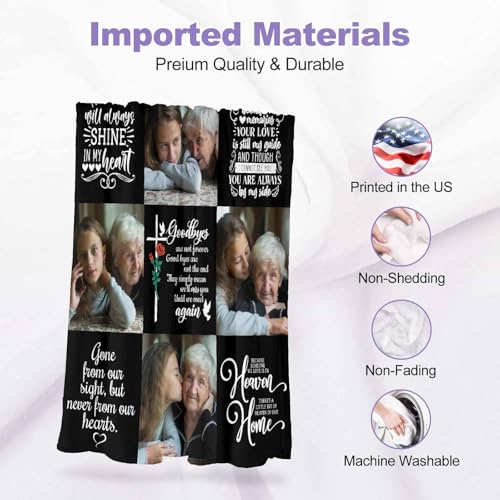 Custom Blanket with Picture in Memory of Loved One Gifts,Blanket with Pictures Customized for Loss of Grandma Grandpa - color: Color 10