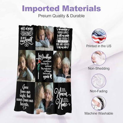 Custom Blanket with Picture in Memory of Loved One Gifts,Blanket with Pictures Customized for Loss of Grandma Grandpa - color: Color 10