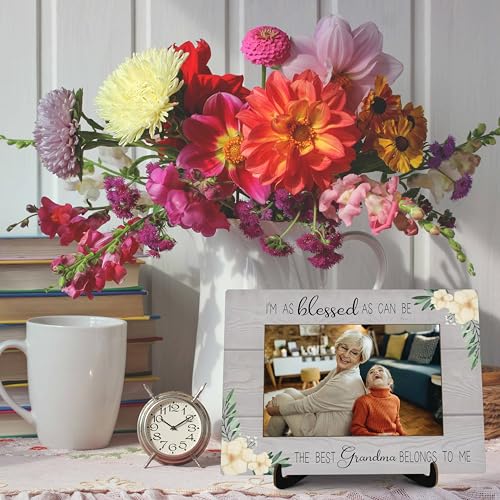 Grandma Pictures Frame, I'm As Blessed As Can Be The Best Grandma Belongs To Me Photo Frame, Grandma Gifts From Grandson Granddaughter, Farmhouse Home Living Room Bedroom Decoration -a26 - color: Best Grandma