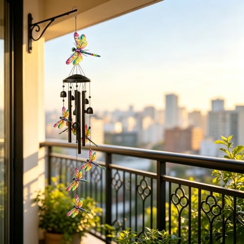 Wind Chimes for Outside, Dragonfly Garden Windchimes Memorial Windchimes - color: Colorful Dragonfly Wind Chimes