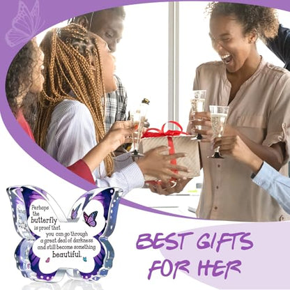 Inspirational Gifts for Women, Motivational Gifts for Coworkers, Cheer Up Gift for Colleagues Friends Christmas, Encouragement Present Beautiful Butterfly Gift Decorative Signs Plaque - style: Butterfly