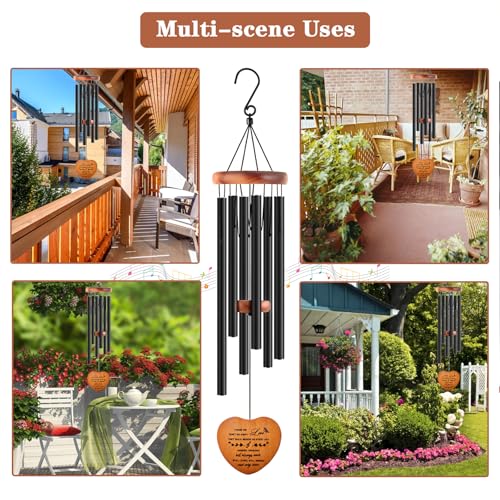 Sympathy Gifts for Loss of Loved One, Memorial Wind Chimes for Mom Dad Husband Brother, Funeral Bereavement Sympathy Gifts Basket, in Memory of Loved One Gifts - Black