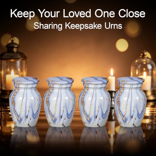Small Keepsake Cremation Urns for Human Ashes, Memorial Urns, Light Blue - color: Light Blue