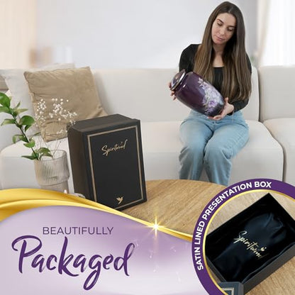 Beautiful Anna's Hummingbird Urn for Human Ashes Adult Female or Male - 1pc | Beautifully Packaged Large Handcrafted Purple Cremation Urn for Ashes for Women up to 200lbs - Funnel & Velvet Bag Included - size: Large Urn (1 Piece)