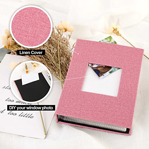 Ywlake Photo Album 4x6 50 Pockets 2 Packs, Small Mini Capacity Linen Photo Album Bulk Sets, Each Pack Holds 50 Top Loader Vertical Only Picture for Kids Boy Girls Pink - color: Pink, size: 50 Pockets/2PK
