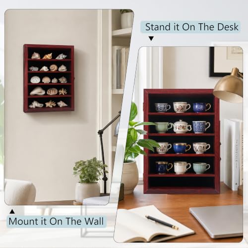 GMFrames 12x16 Wooden Shadow Box Frame with Removable Shelves Deep Display Case for Military Medals Keepsakes Cherry - color: Cherry, size: 12x16