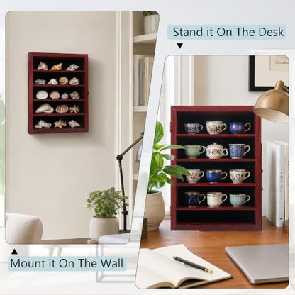 GMFrames 16x20 Wooden Shadow Box Frame with Removable Shelves Deep Display Case for Military Medals Keepsakes Cherry - color: Cherry, size: 16x20