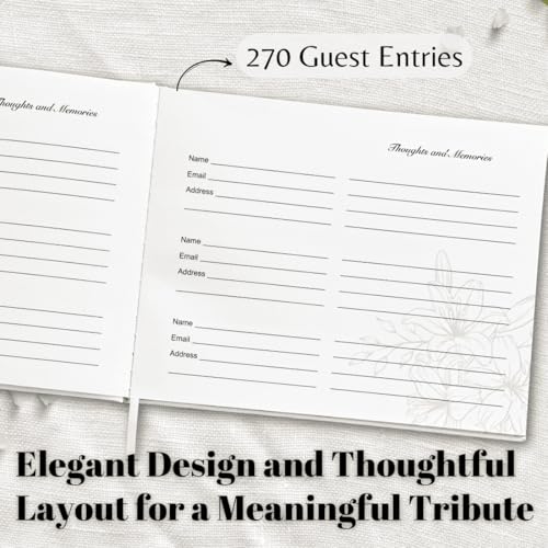Funeral Guest Book – Linen Cover Celebration of Life Memorial