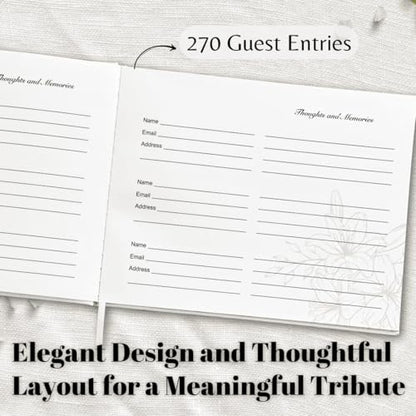 Funeral Guest Book – Linen Cover Celebration of Life Memorial