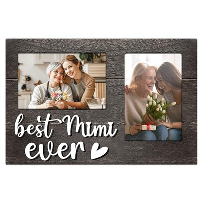 Mimi Gifts, Gift for Mimi from Grandkids Mothers Day, Birthday Gifts 3D Photo Frame Hold 4x6 Inches Two Photos - Picture Frame Present for Grandparents Day - color: Mimi