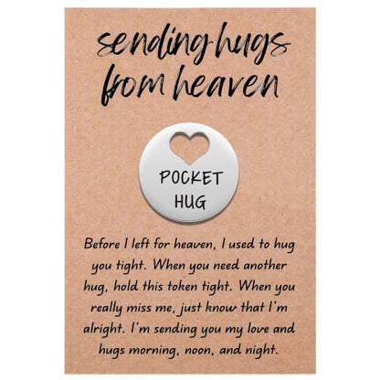 Aesnefe Pocket Hug from Heaven Token, Memorial Gifts for Loss of Loved One, Sympathy Condolence Keepsake, Remembrance Gifts for Loss of Mom Dad Grandma Grandpa Son Daughter - color: Silver