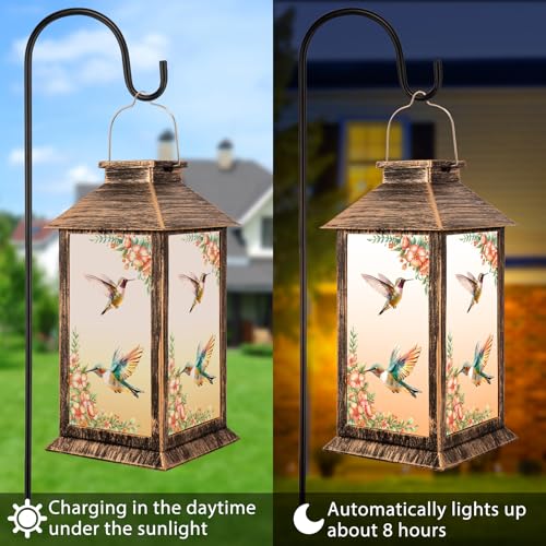 YHmall 5.5 x 13.8 Inch Hummingbird Solar Lanterns Outdoor Waterproof
