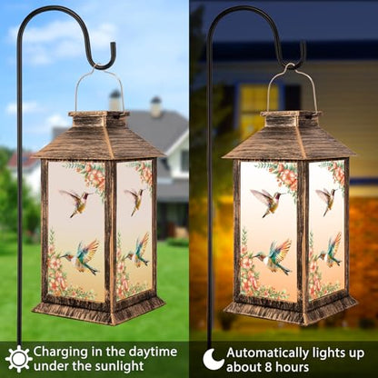 YHmall 5.5 x 13.8 Inch Hummingbird Solar Lanterns Outdoor Waterproof